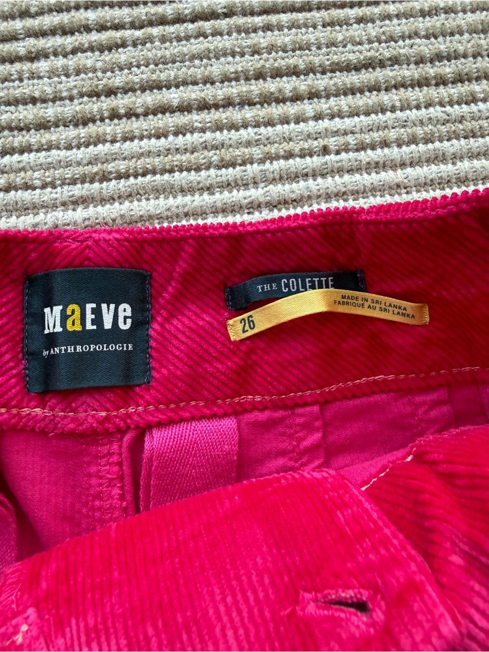 Maeve Bright Pink Wide-Leg Corduroy Pants - Picture 2 of 4